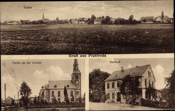 PC Pfaffroda Schönberg in Saxony, general view, church, inn