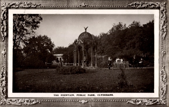Passepartout Postcard Clydebank Scotland, Fountain, Public Park