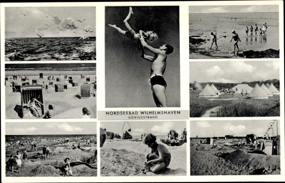 Postcard Wilhelmshaven on the North Sea, genius beach