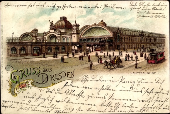 Chromo-Litho Dresden center old town, main station