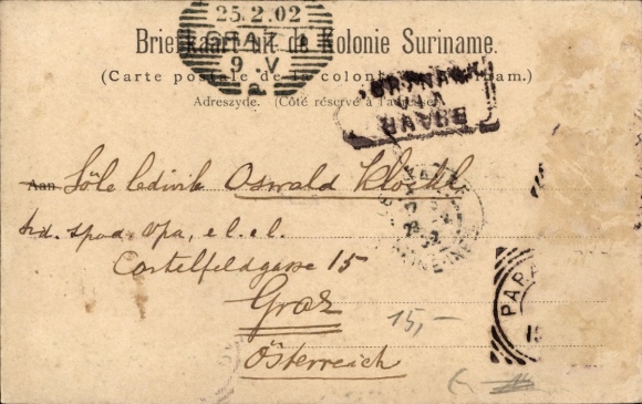 Postcard Paramaribo Suriname, Noorderkerkstraat in 't different de Surinaamsche Bank