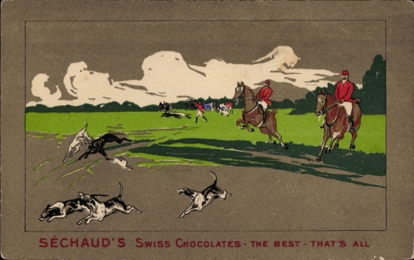Künstler Ak Jagdszene, Séchaud Swiss Chocolates, Reklame