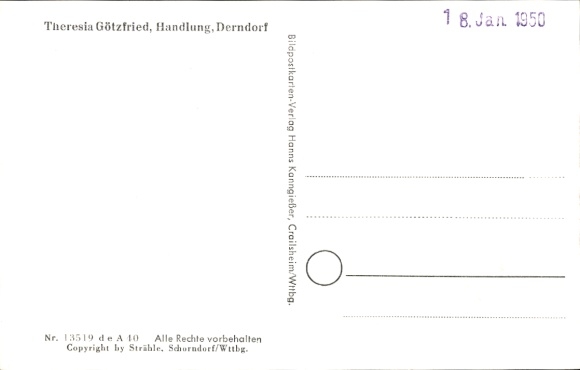 Postcard Derndorf Germany, aerial photograph