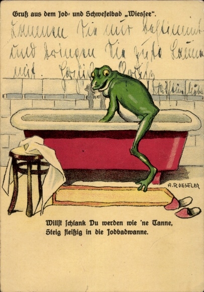 Postcard Bad Wiessee in Upper Bavaria, frog, iodine bath