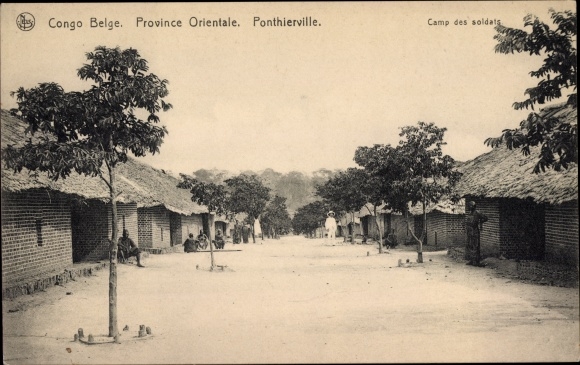 Postcard Ponthierville DR Kongo Zaire, Soldiers Camp