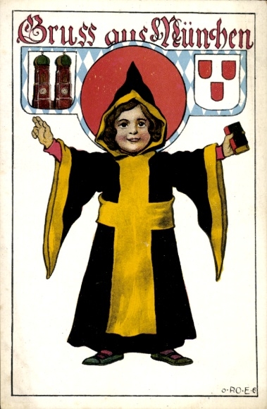 Artist Postcard Engelhard, POE, Munich, Münchner Kindl