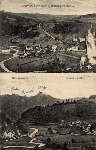 Postcard Behringersmühle Gößweinstein in Upper Franconia, Franconia. Switzerland, Gössweinstein, castle, church