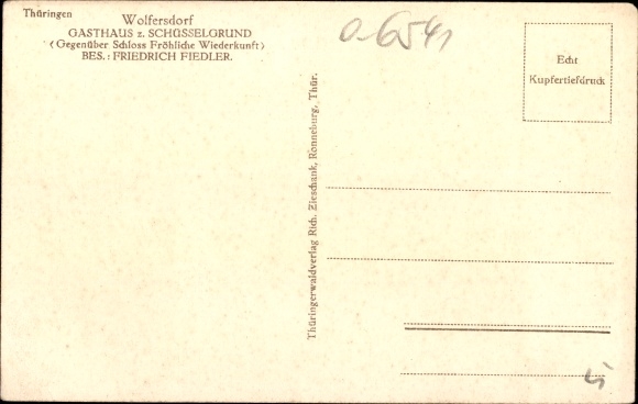 Postcard Trockenborn Wolfersdorf Saale Holzland district, Gasthof Schüsselgrund