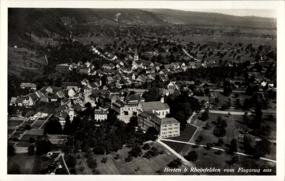 Ak Herten Rheinfelden in Baden, Fliegeraufnahme