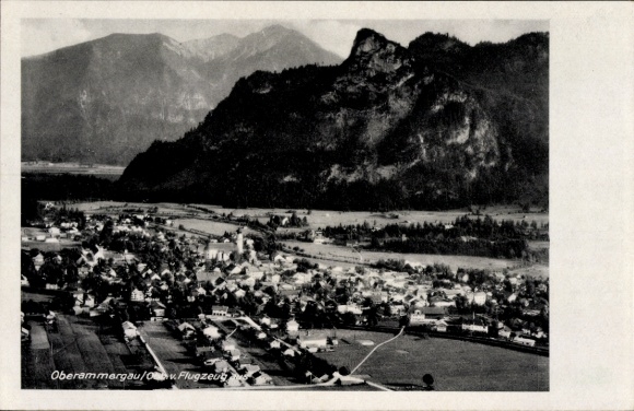 Postcard Oberammergau in Upper Bavaria, aerial photograph
