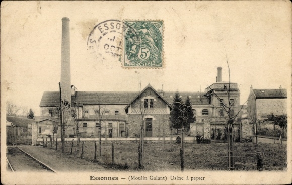 Ak Essonnes Essonne, Papierfabrik, Gebäude, Schornstein,  Ansicht, Poststempel