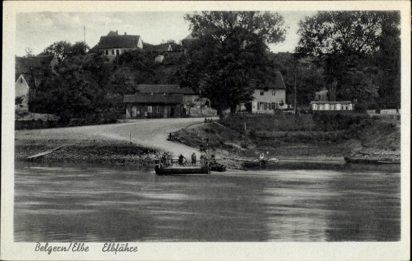 Postcard Belgern in North Saxony, jetty of the Elbe ferry
