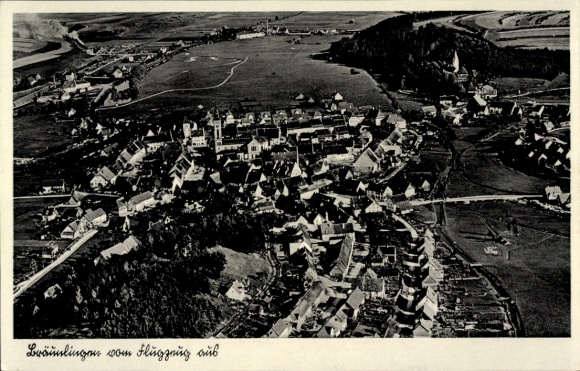 Postcard Bräunlingen in the Black Forest Baden, aerial photograph