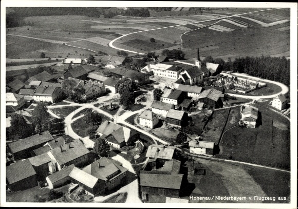 Postcard Essenbach in Lower Bavaria, aerial view of Hohenau, rural settlement, houses, streets