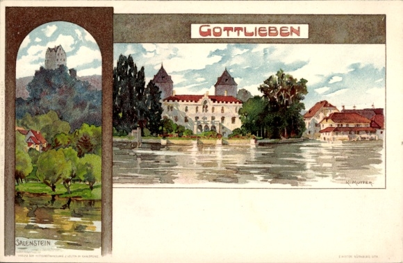 Artysta lito Mutter, K., Gottlieben Canton Thurgau, Zamek, Salenstein