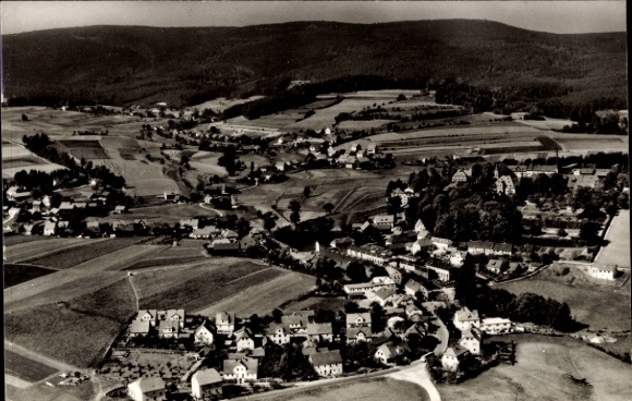 Postcard Friedenfels in the Upper Palatinate, landscape photograph, villages and fields, Fichtel Mountains