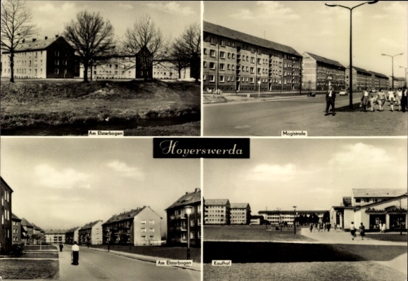 Postcard Hoyerswerda in Upper Lusatia, Am Elsterbogen, Magistrale, Kaufhof