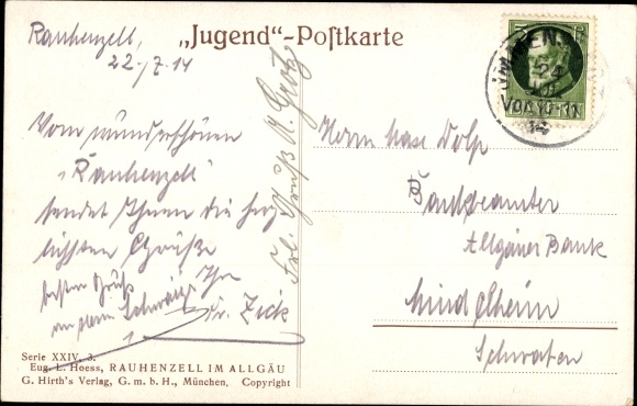 Artist Postcard Hoeß, Eug. L., Rauhenzell Immenstadt im Allgäu, stagecoach, youth