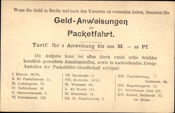 Wystawa handlowa lito Berlin 1896, pawilon Berlin Packetfahrt