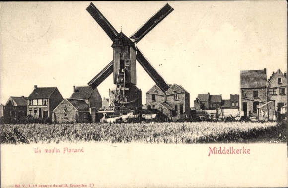 Postcard Middelkerke West Flanders, a Flemish mill