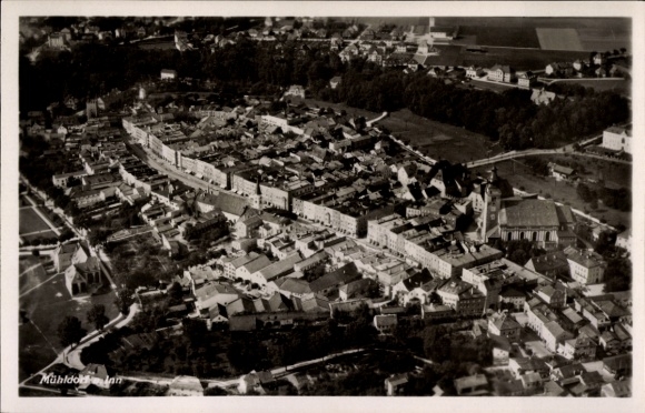 Postcard Mühldorf am Inn Upper Bavaria, aerial photograph
