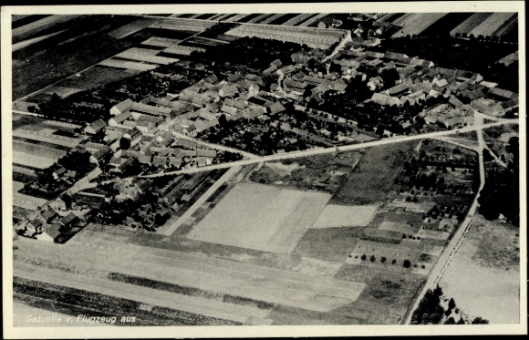 Postcard Satuelle Haldensleben Saxony Anhalt, aerial view of the village many fields, no people