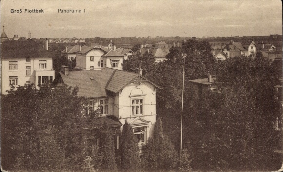 Postcard Hamburg Altona Groß Flottbek, panorama, partial view
