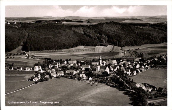 Postcard Unteressendorf Hochdorf an der Riß Upper Swabia, aerial photograph