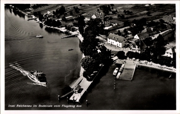 Ak Insel Reichenau Bodensee, Flugzeugaufnahme