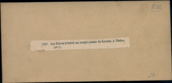 Stereo photo Thebes Egypt, Les Piliers d'Osiris au temple-palais de Karnak