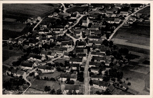 Ak Breitenbrunn in het Ertsgebergte, luchtfoto door Eindeutiger Ansicht