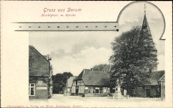 Ak Dorum Wurster Nordseeküste, Marktplatz, Kirche