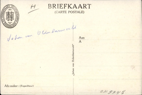 Postcard Steamer Johan van Barneveld der De Nederlands