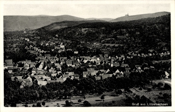 Postcard Lützelsachsen Weinheim an der Bergstraße Baden, aerial photo