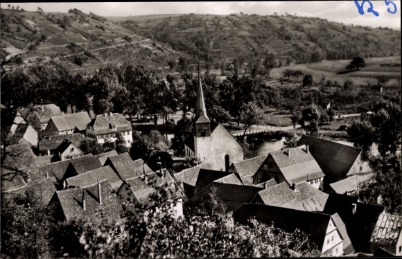 Postcard Widdern an der Jagst, view of the town, roofs, church