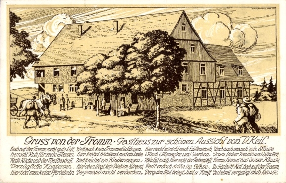 Künstler Ak Grasellenbach in Hessen, Gasthaus und Pension zur schönen Aussicht, V. Keil