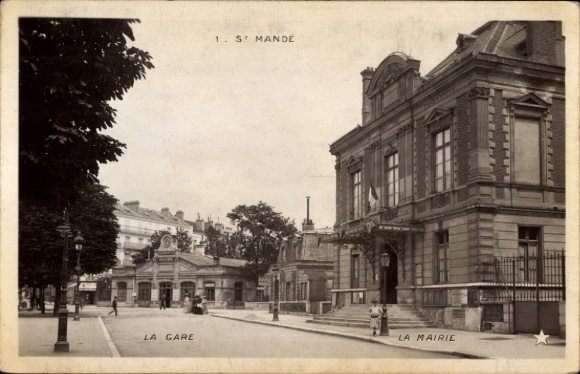 Ak Saint Mandé Val de Marne, Bahnhof, Rathaus