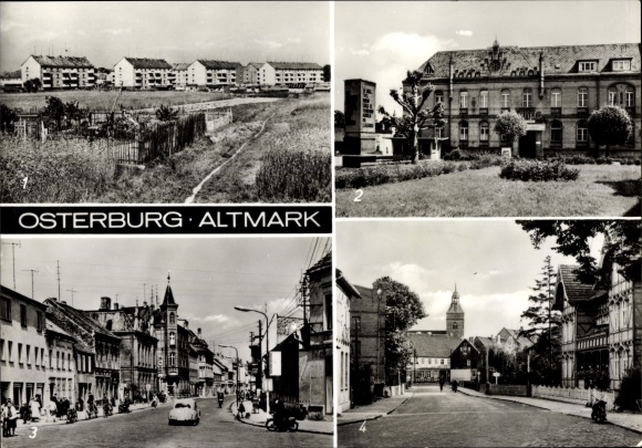 Postcard Osterburg in the Altmark Saxony-Anhalt, AWG settlement, Platz des Friedens, Seehauser Straße