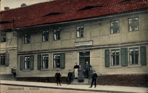 Postcard Schwanebeck in the Harz foothills, Ratskeller
