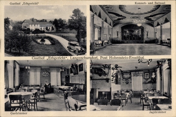Postcard Langenchursdorf Callenberg in Saxony, Gasthof Erbgericht, guest rooms