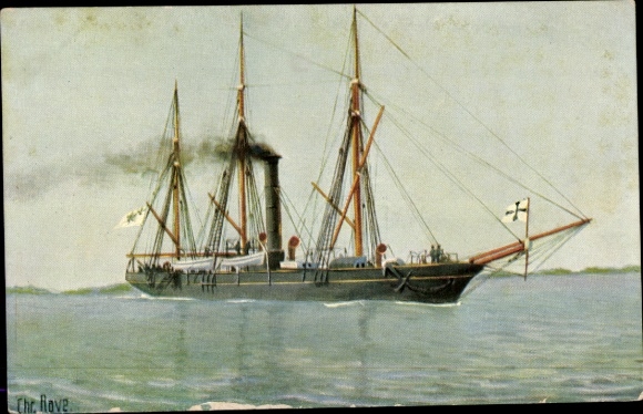 Artist Postcard Rave, Chr., Marine Galerie 275, German warship, Grille, Aviso, built in 1857