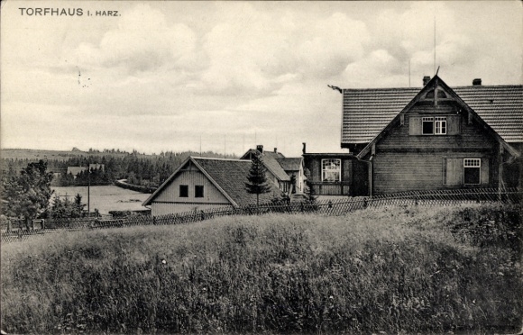 Postcard Torfhaus Altenau Schulenberg Clausthal Zellerfeld in the Upper Harz, partial view, building