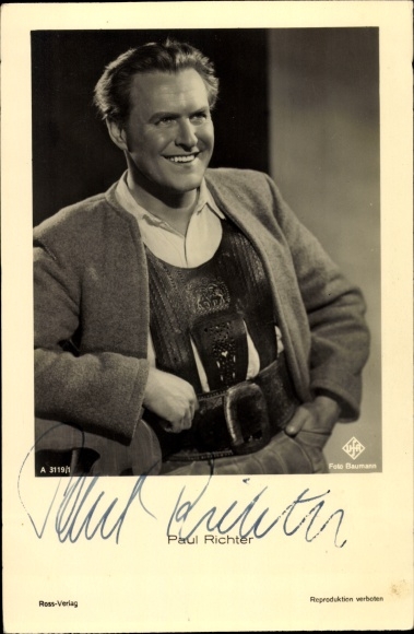 Postcard actor Paul Richter, portrait, Ross 3119/1, autograph