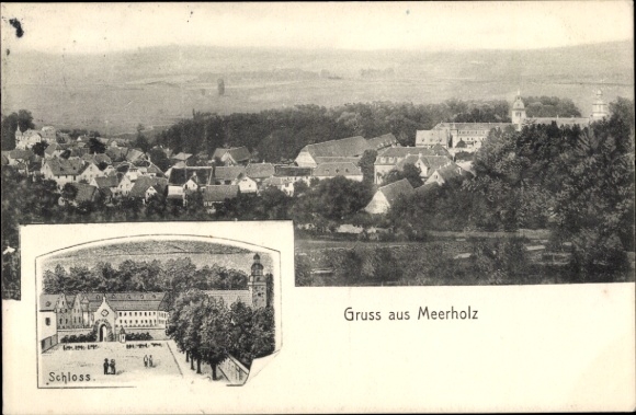Postcard Meerholz Gelnhausen in Hesse, general view, castle