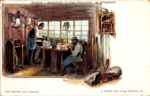 Artist Chromo-Litho Sigwarth, L., Domestic Industry and Home Industry in the High Black Forest, Watchmaking