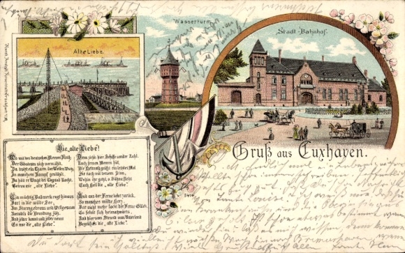 Chromo-Litho Cuxhaven, Water Tower, Alte Liebe, Train Station