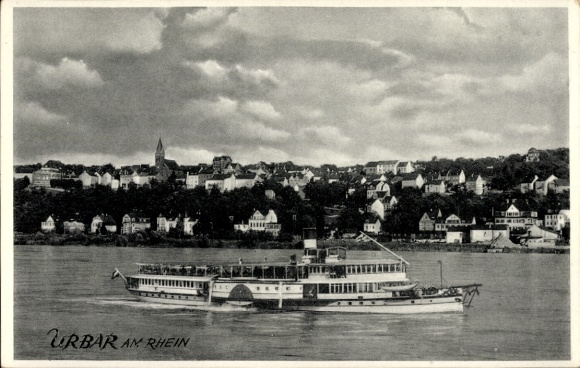 Postcard Urbar on the Rhine near Koblenz, steamer