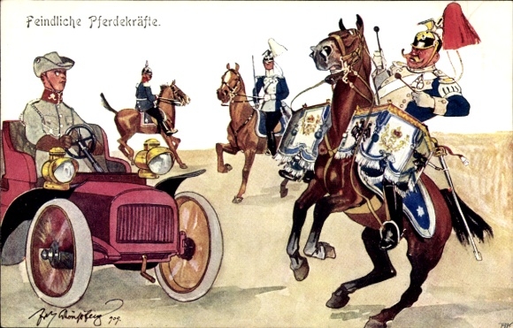 Artysta KP Schönpflug, Fritz, Wrogie siły konne, żołnierze konni, samochód
