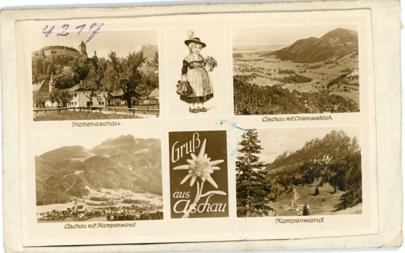 5 glass negatives Aschau am Inn Upper Bavaria, Kempenwand, total view, different views