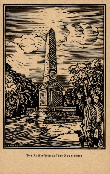 Artist Postcard Enders, Bad Kösen Naumburg an der Saale, Rudelsburg, Kaiserstein, German Corps Newspaper